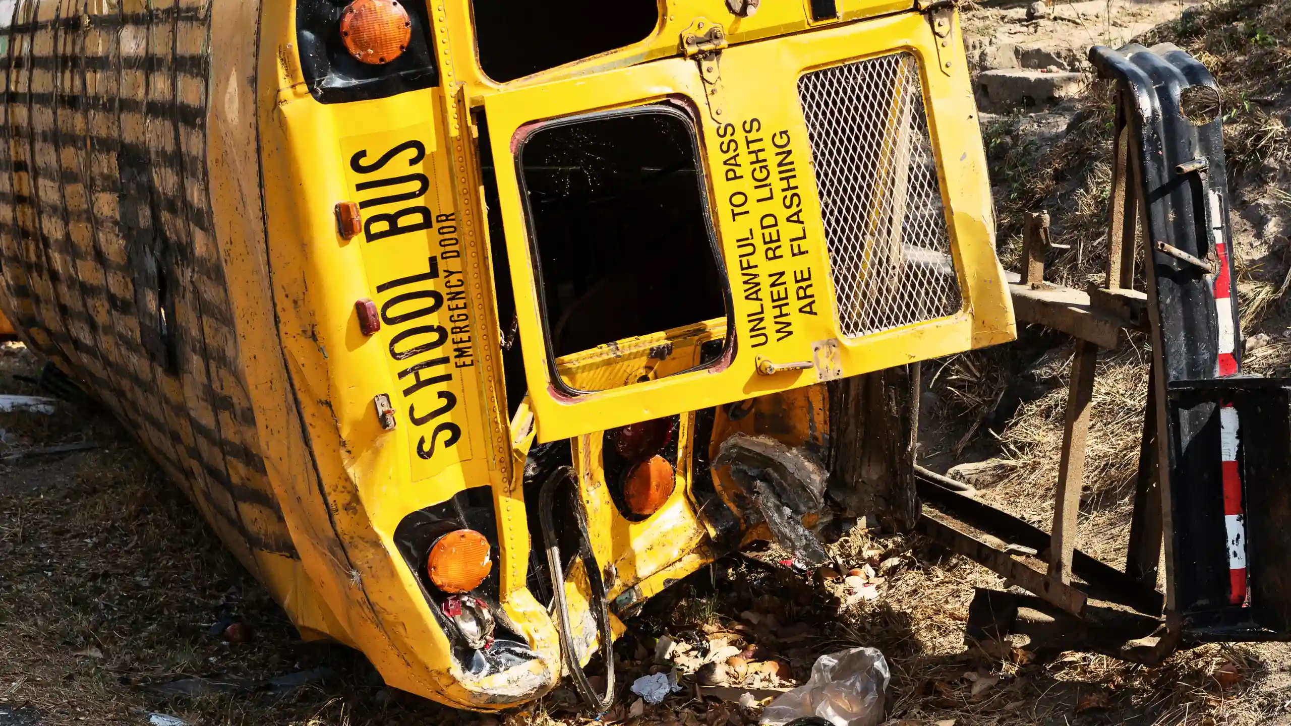 Legal Issues Surrounding the Recent Tragic School Bus Accident 1 Wrecked yellow school bus.