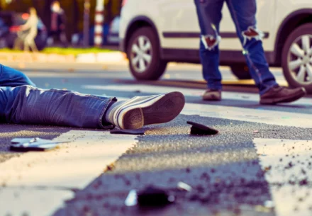 Pedestrian got hit by a car.