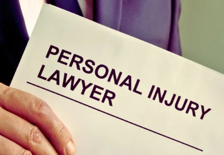 Personal injury lawyer text written on a paper.