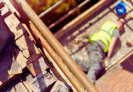 Construction worker fell from a ladder.