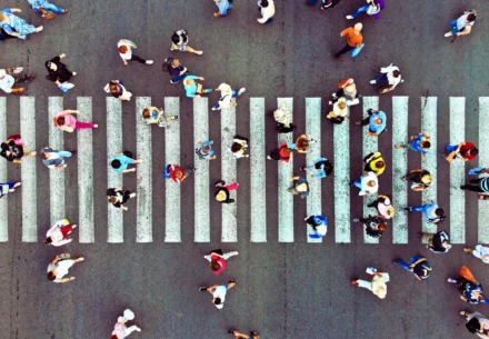 Pedestrians walking on the street.