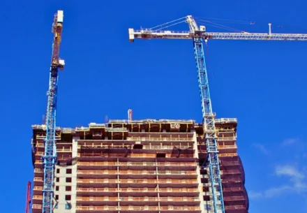 Construction site and blue sky.