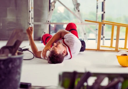 Laborer fell from a ladder.