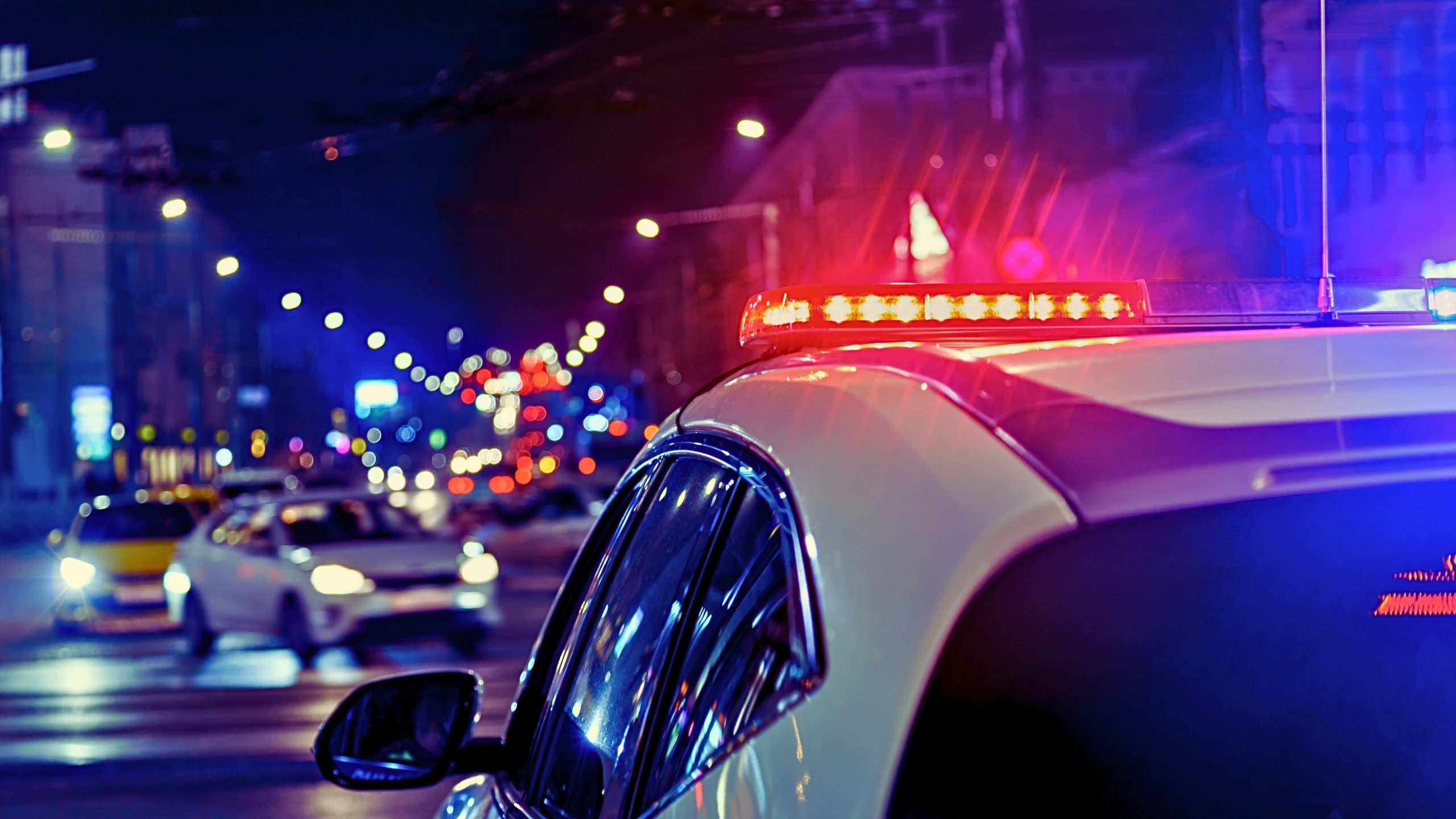 Several NYPD Police Officers Injuried in Separate Car Accidents 1 Police car patrolling the city.