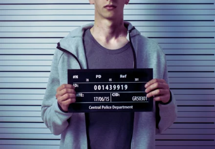 Teenager mug shot after being arrested.