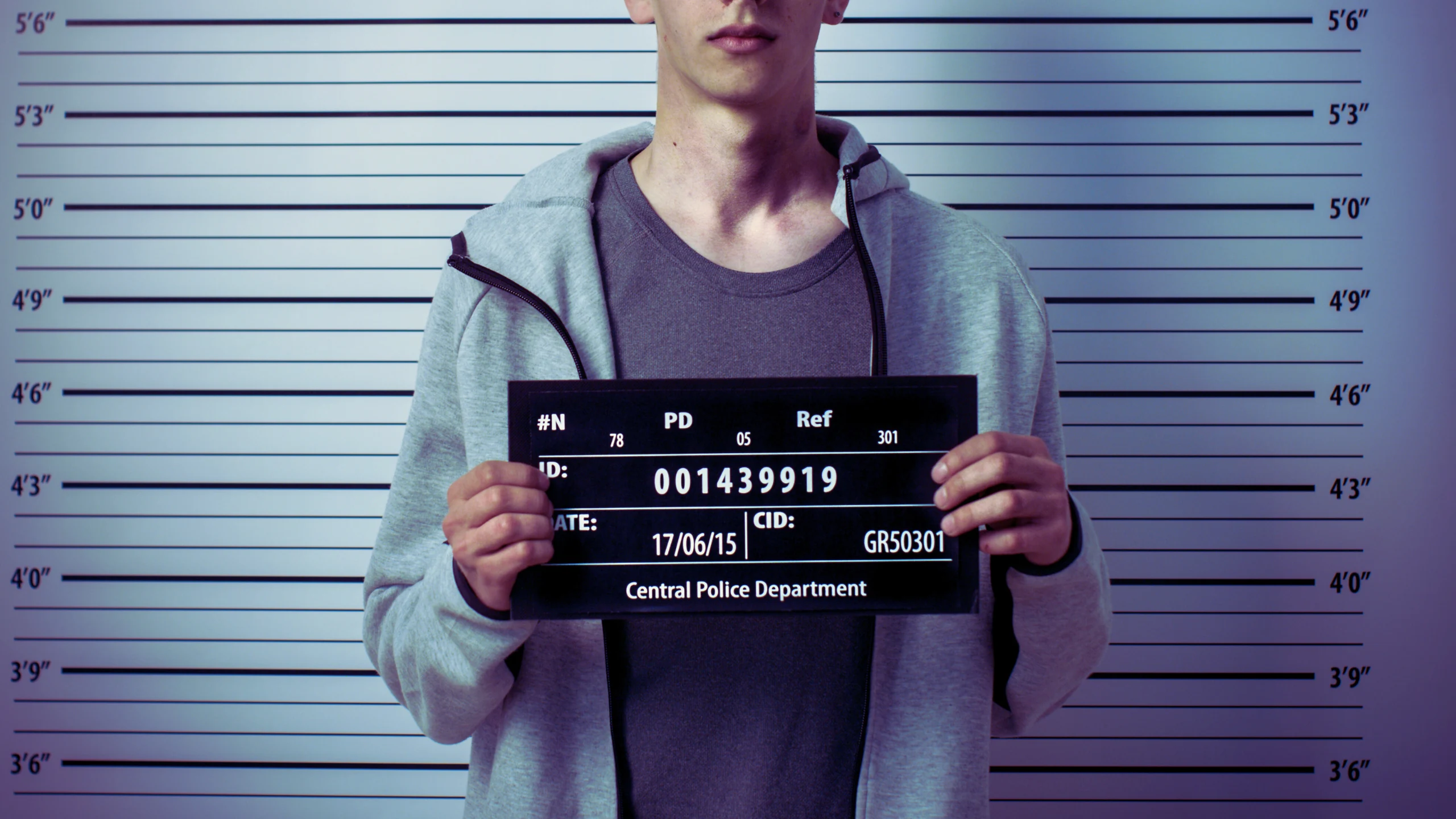 Teenager mug shot after being arrested.